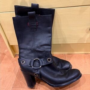 Tommy Hilfiger moto western vintage Y2K leather boots mid calf sz 9.5 black